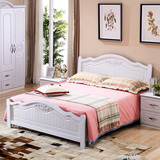 现代简约板式双人床 小户型卧室白色公主床 1.8米1.5米架子床家具