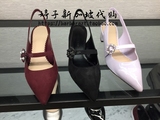 新加坡正品CHARLES&KEITH 时尚绒面尖头水钻方根鞋女CK1-60900033