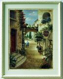 欧式仿油画欧洲小镇风景装饰画 客厅卧室有框画 玄关走廊墙壁挂画