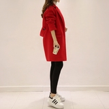 韩国2015冬装新品新款韩版女装中长款大码茧型羊毛呢大衣外套女