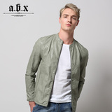 abx2016春秋新款韩版英伦皮衣男修身型 男士商务纯色皮夹克外套潮