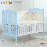 霖贝儿婴儿床实木欧式白色多功能儿童床可变书桌宝宝床bb床