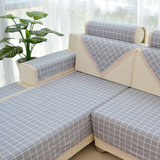 小灰格双层沙发垫布艺可定做垫子格子防滑沙发巾薄款纯棉四季坐垫
