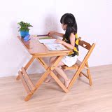 包邮儿童学习可升降楠竹桌椅 可调节实木学生写字书桌四方桌特价