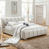 布艺床可拆洗布床时尚高档1.81.5米床婚床储物简约家具实木框架