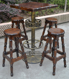 实木酒吧桌椅组合 碳化复古高脚吧台桌椅高脚凳户外休闲咖啡餐桌