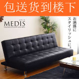 简约现代多功能实木折叠沙发床1.2米单人双人皮艺小户型沙发床1.8