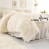韩国长毛绒四件套水貂绒冬天加厚保暖纯色公主床裙床上用品羊羔绒