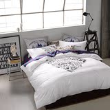 韩式简约纯棉四件套全棉4件套环保床单床笠被套黑白特价床上用品