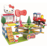 凯蒂猫Hello Kitty拼插拼装积木音乐盒游乐园 益智女孩儿童玩具