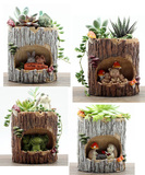 创意zakka树洞故事多肉植物动物花盆家居装饰工艺品摆件生日礼物