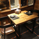 美式铁艺实木小餐桌复古简约四方桌西餐厅桌椅组合工业风松木歺桌