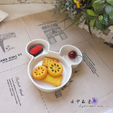 日式陶瓷餐具米奇分格盘儿童碗三格坚果点心盘水果沙拉调料碟特价
