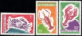 科特迪瓦邮票1971年 海洋生物(第二组)螃蟹龙虾等 3全雕刻版全品