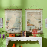 W奇居良品 美式田园客厅书房墙面动物壁画单幅 鸬鹚布面装饰挂画