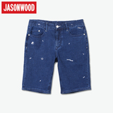 YOHO有货 潮牌Jasonwood/坚持我的 16新款LOGO印花牛仔短裤 男