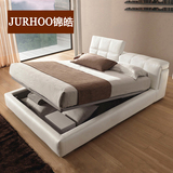 皮床送货简约现代真皮床双人床1.8米气动高箱床小户型皮艺床婚床