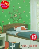 环保卡通儿童房墙纸 绿色美式足球 男孩子卧室房间床头装修壁纸