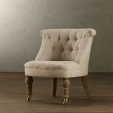美式宜家创意小沙发 欧式复古单人布艺拉扣沙发 卧室沙发椅休闲椅