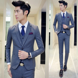 春季上班修身男士纯色韩版青年商务西装平驳领礼服常规西服套装