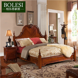 美式实木板床2米双人床欧式床实木床加长婚床大床板式床箱体承认