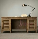 橡木美式乡村全实木书桌写字台欧式法式复古简约整装办公桌抽屉柜