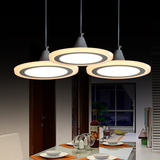 餐吊灯LED三头现代简约 时尚亚克力餐厅灯个性创意圆形餐桌灯具