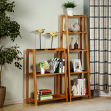 实木置物架简易落地梯形多层书架宜家橡木创意客厅层架陈列展示柜