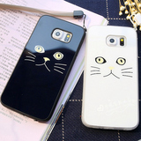 三星note3手机壳挂绳note4套镜面软N5硅胶S6edge手机壳情侣黑白猫
