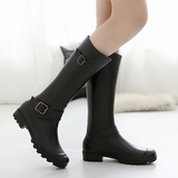 韩版新款防滑雨鞋女高筒骑士马丁雨靴长筒水鞋水靴时尚搭扣女雨鞋
