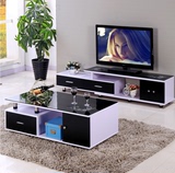 电视柜茶几组合简约现代视听柜可伸缩钢化玻璃木电视柜 经济环保
