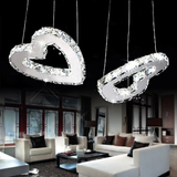 服装店包邮客厅双心形LED水晶灯餐厅卧室房间创意楼梯不锈钢吊灯