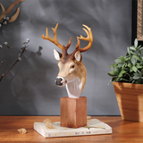 欧式鹿头摆件树脂办公室客厅家居软装饰品创意仿真动物摆设工艺品
