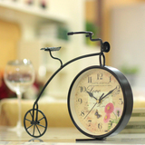 铁艺自行车钟表时钟创意座钟台钟客厅摆件静音时尚欧式坐钟复古