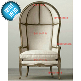 上海橡木水曲柳品牌法美式复古太空蛋壳鸟笼亚麻软包沙发椅特价