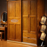 全实木衣柜推拉门移门趟门现代简约中式木质衣柜两门整体衣柜家具