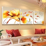 装饰画客厅现代简约无框画餐厅壁画墙画沙发挂画卧室三联画九鱼图