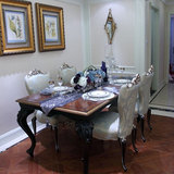 新古典家具美式餐桌欧式奢华餐桌椅组合实木餐桌 餐椅样板房家具