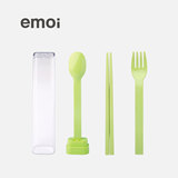 emoi基本生活 便携式环保餐具套装 叉勺子筷子三件套 旅行盒H0203