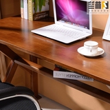 实木宜家台式卧室家用电脑桌现代简约创意双人简易书桌带书架组合