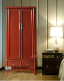 外贸出口收纳柜面条柜仿古做旧2屉2门大衣柜中式储物柜/红漆家具