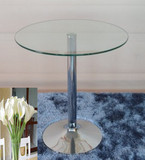玻璃桌子餐桌圆桌子钢化玻璃桌洽谈桌圆茶几圆椅组合简约现代圆桌