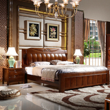 实木床1.8 1.5米双人床 橡木床 婚床 简约现代卧室套房家具