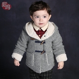 宝宝加厚呢大衣0韩版1岁小男童羊羔毛呢子外套婴儿幼儿童装2上衣3