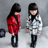 女童2016秋装韩版新款宝宝儿童秋冬款长袖加厚格子呢大衣外套上衣