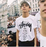 2016夏季stussy ppp联名和平与爱世界巡游男女情侣装圆筒短袖T恤