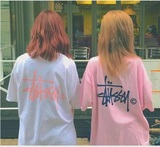 「MGSS潮品」 stussy for girls 16新款纯棉粉色字母宽松 短袖T恤