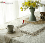 外单出口钩织镂空布艺桌布台布/餐桌/茶几布北欧美式家居用品米色