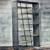 铁艺实木复古工业书架落地展示隔断书柜个性创意置物架金属陈列柜