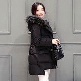 2016冬装新款韩版时尚大毛领羽绒棉服女装中长款大码宽松棉衣外套